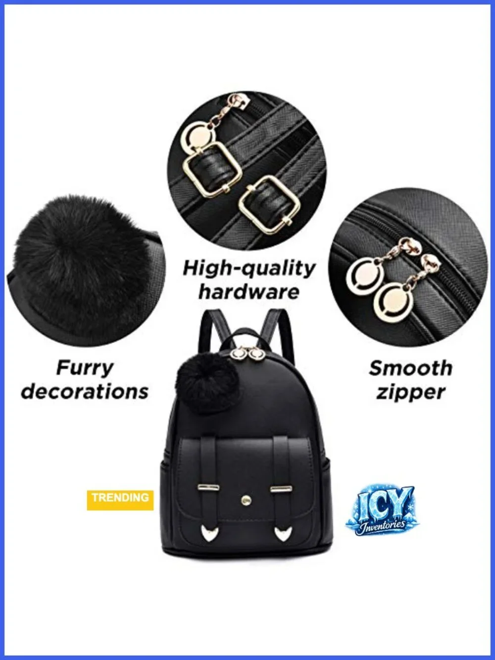Mini PU Leather Backpack Purse for Women Girls Fashion Shoulder Bag